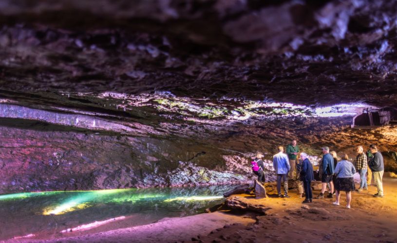 People touring the caves at Wookey Hole